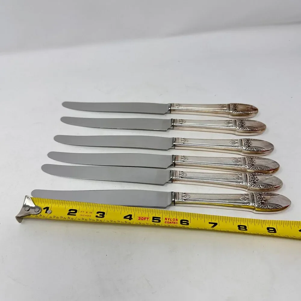 1847 Rogers Bros First Love Silverplate Dinner Knives Hollow Handle Set of 6